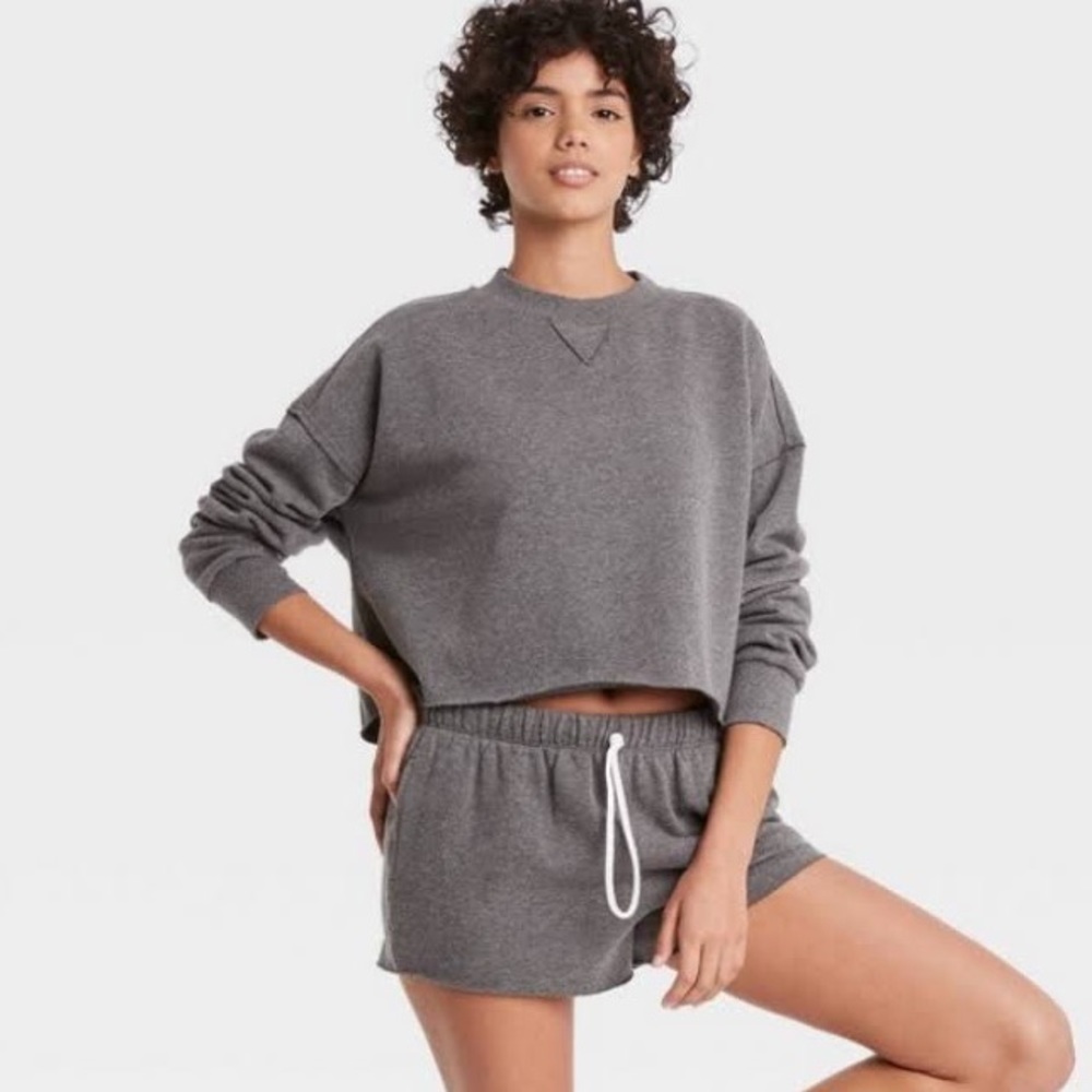Colsie fleece lounge cropped sweatshirt